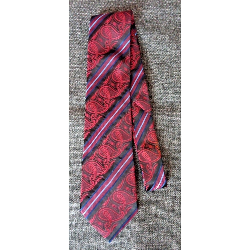 Tie 70s 80s 90s Y2K Mens Verse 9 Red Black Blue Paisley 4 Wide 59 Long